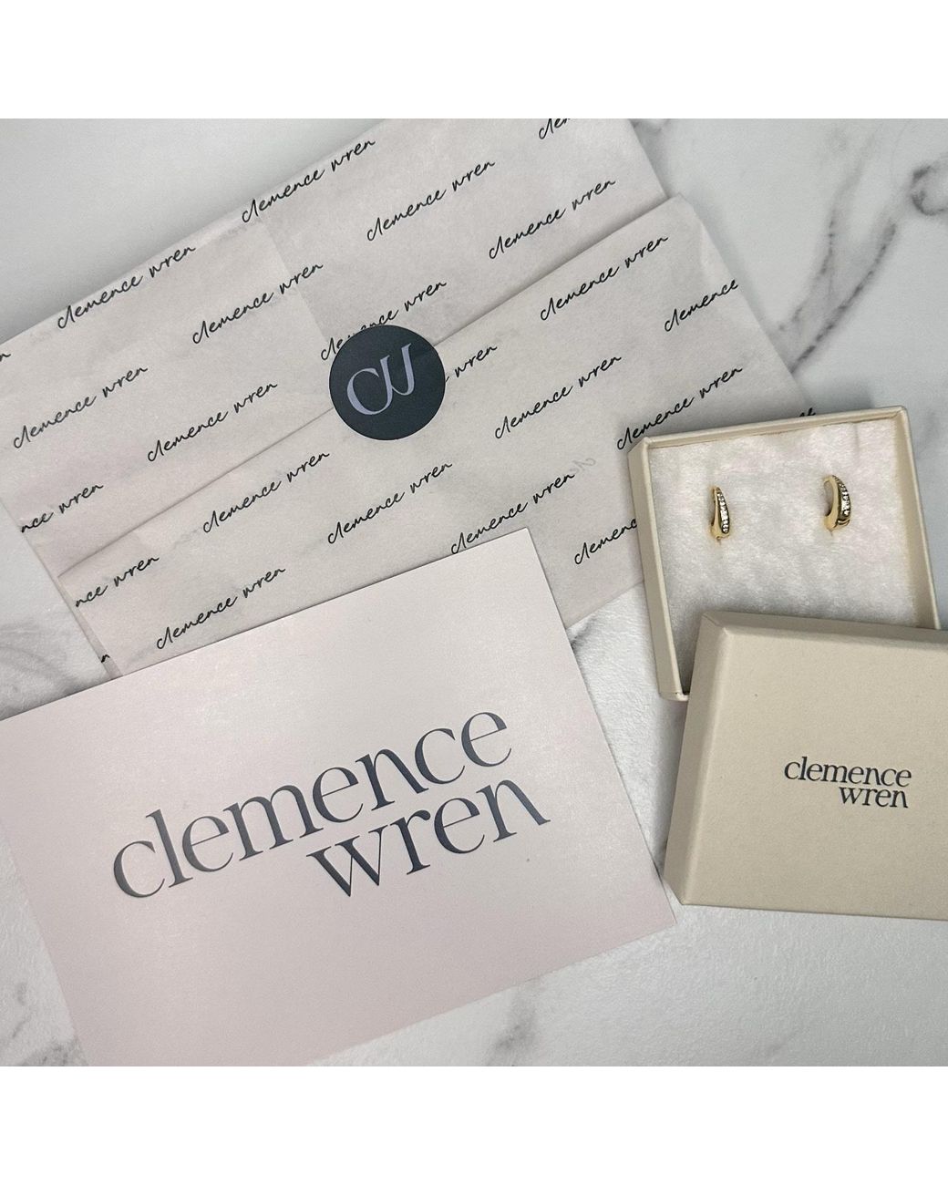 Clemence Wren Metallic Art Deco Gemstone Fan Charm Huggie Earrings