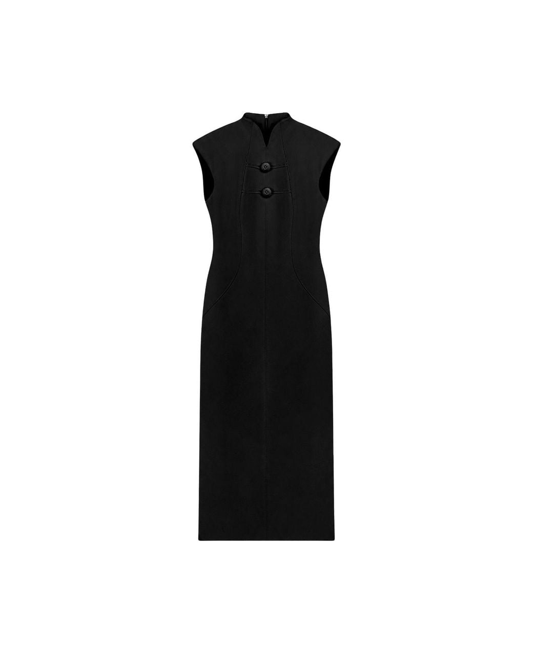 Nocturne Black Padded Shoulder Button Detail Maxi Dress