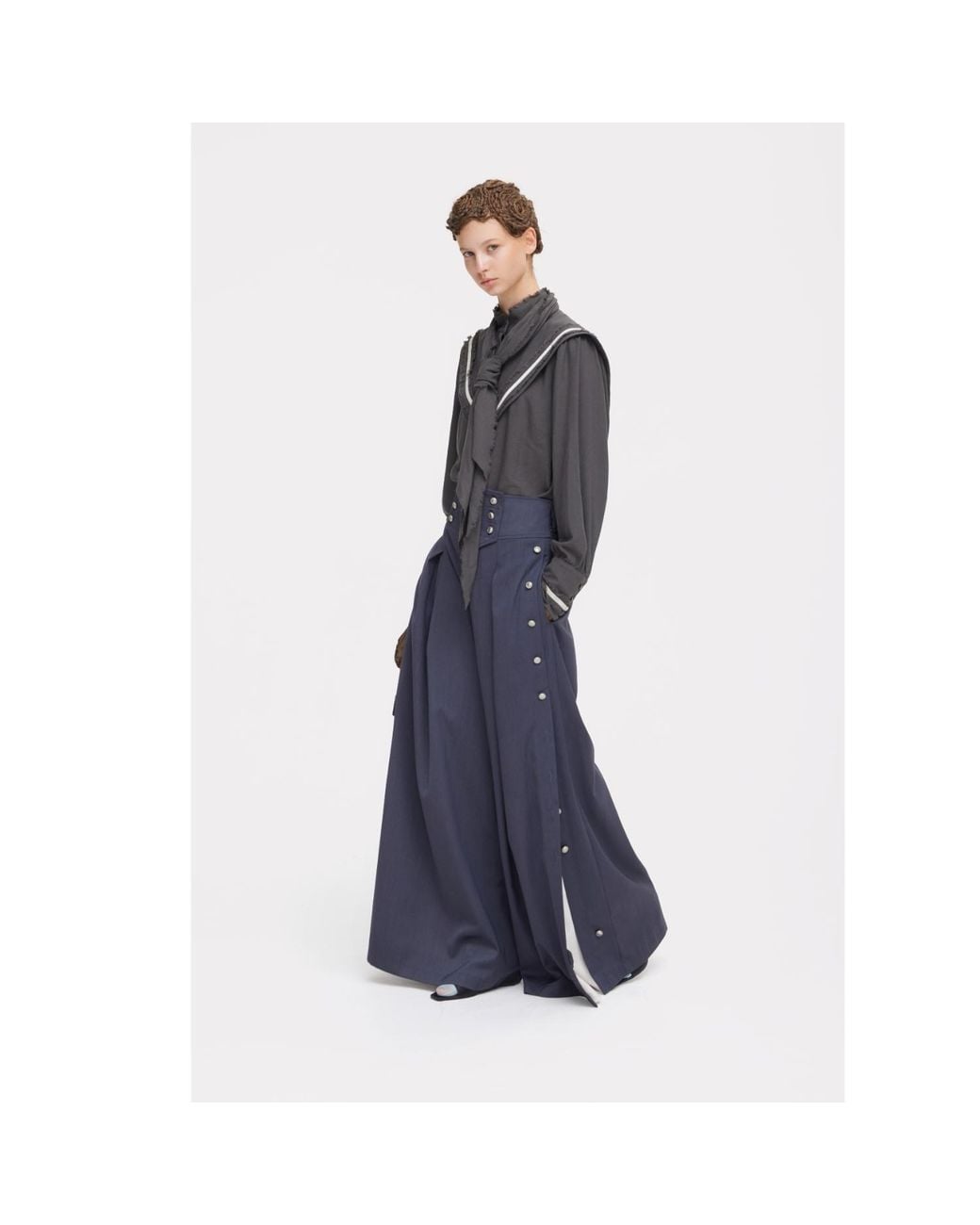 Julia Allert Blue Pleated Utility Palazzo Trousers –