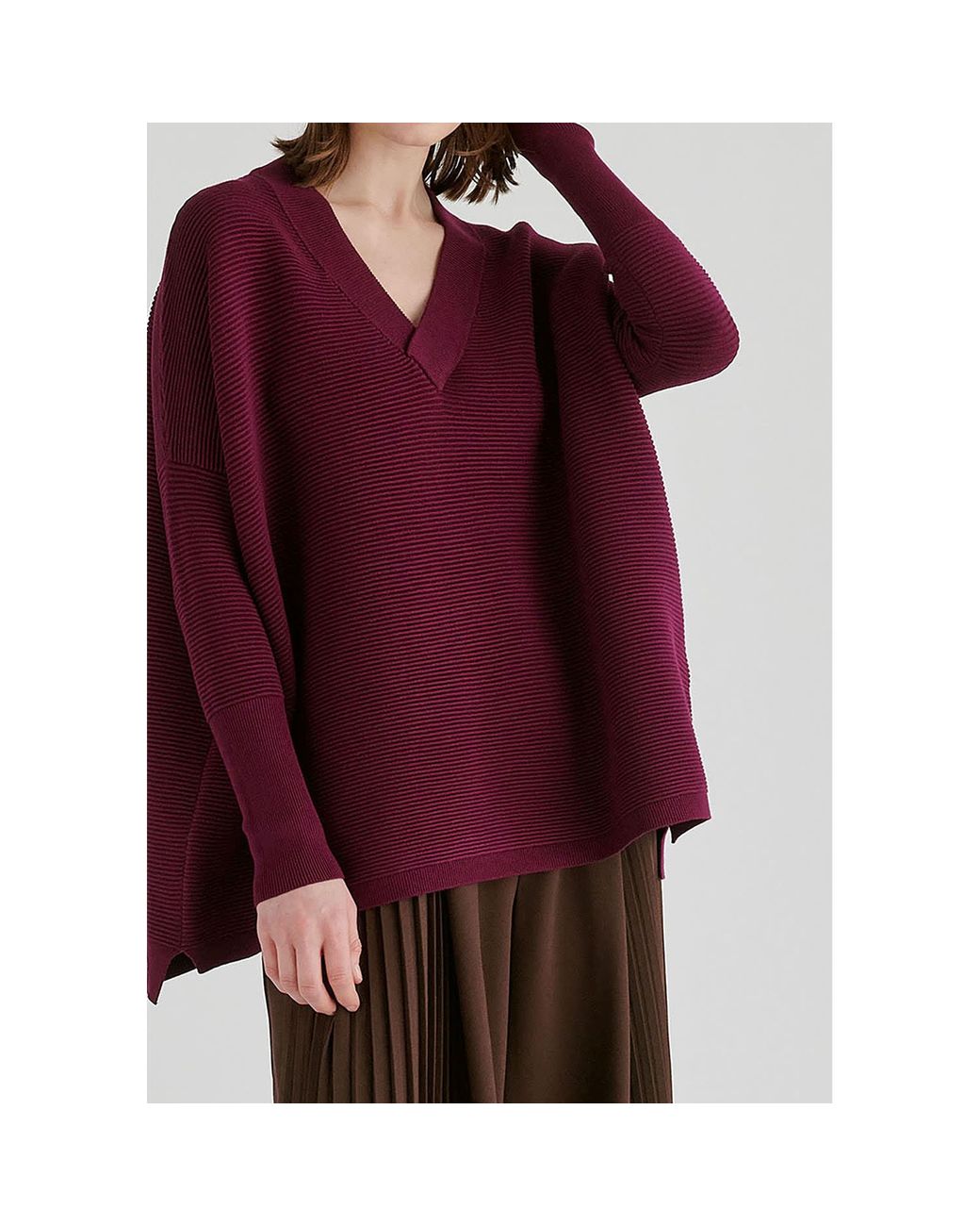 Paisie Purple V-Neck Ribbed Jumper