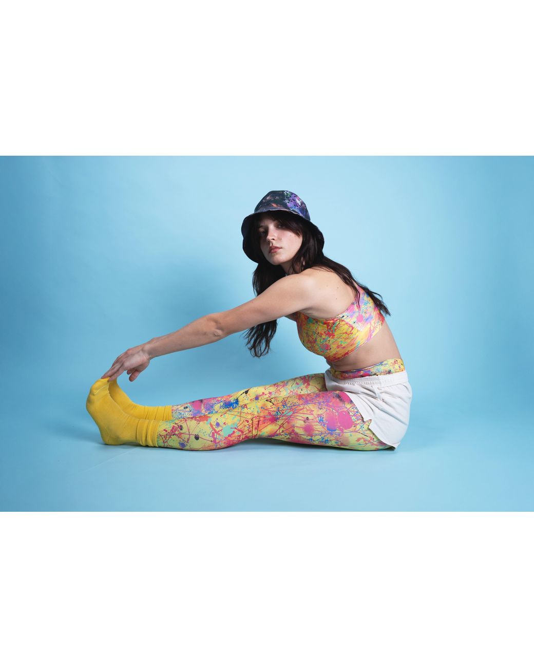 Lilia Munn Yellow High Waisted Leggings – Acid Rain Print