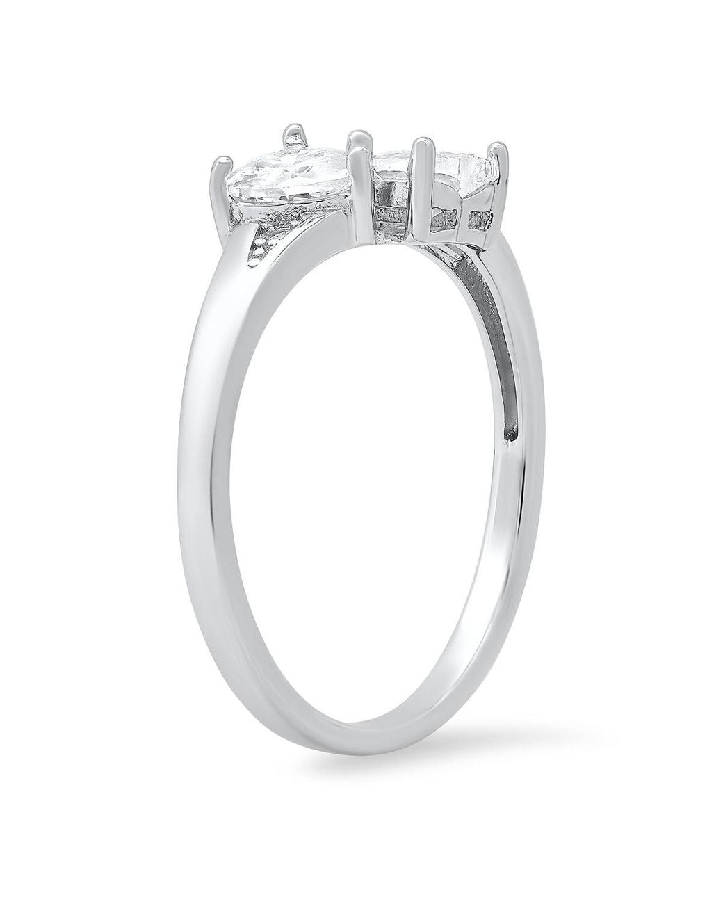 Kylie Harper White Sterling Double Heart Diamond Cz Ring