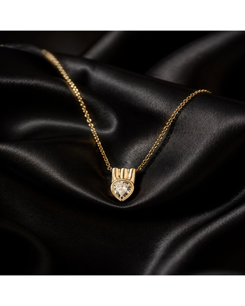 Artisan Metallic 14K Bezel Pear Diamond Pendant Necklace