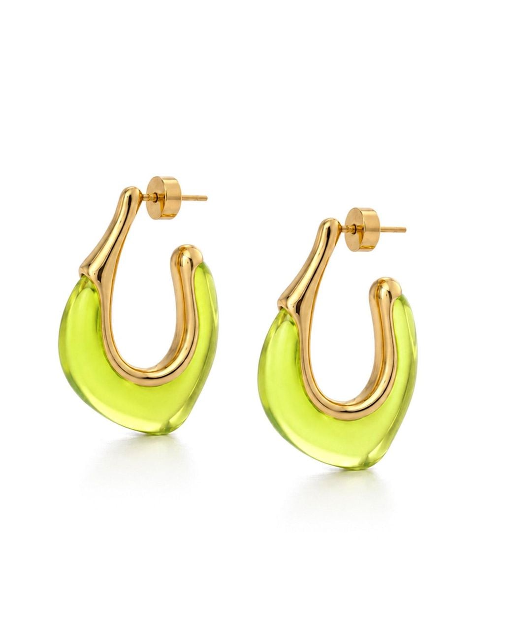 Hye Jane Jewelry Metallic Gaia Transparent Lime Resin Hoop Earrings