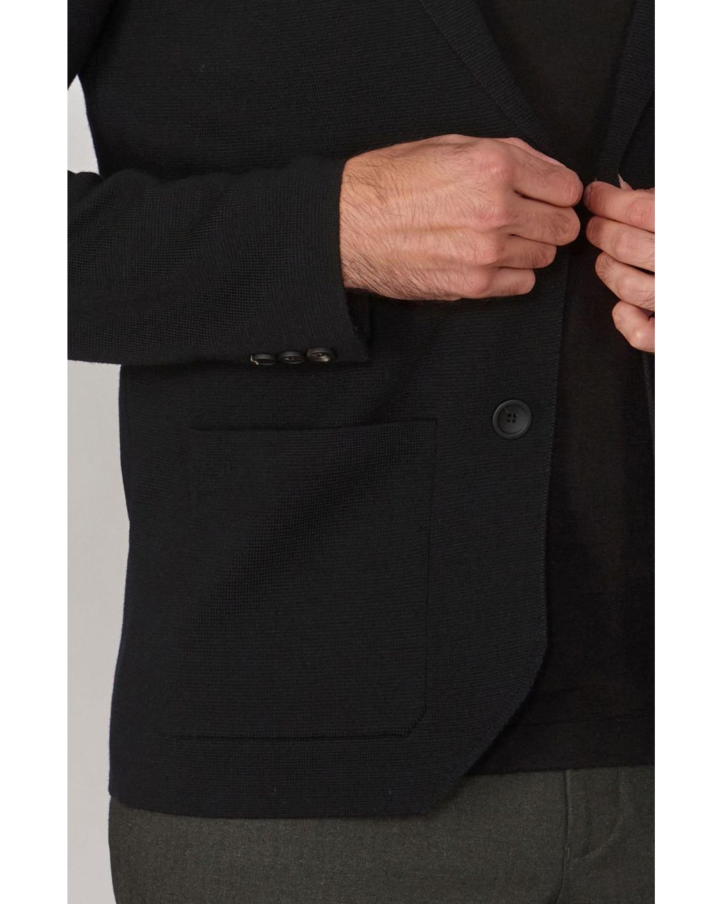 Paul James Knitwear Blue Lightweight Extra Fine Merino Wool Massimo Knitted Blazer for men