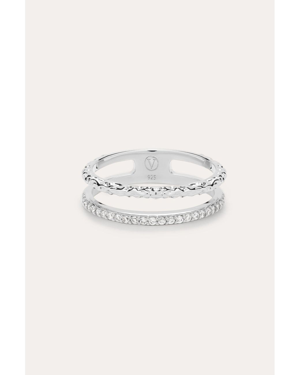Vanhi White Molten Crystal Double Band Ring