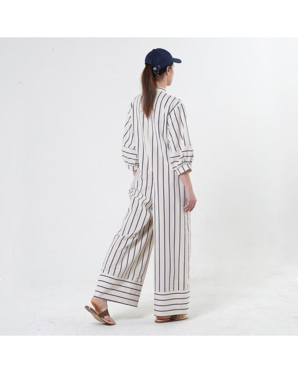 Metamorph White Maxi Jumpsuit Оn Stripes