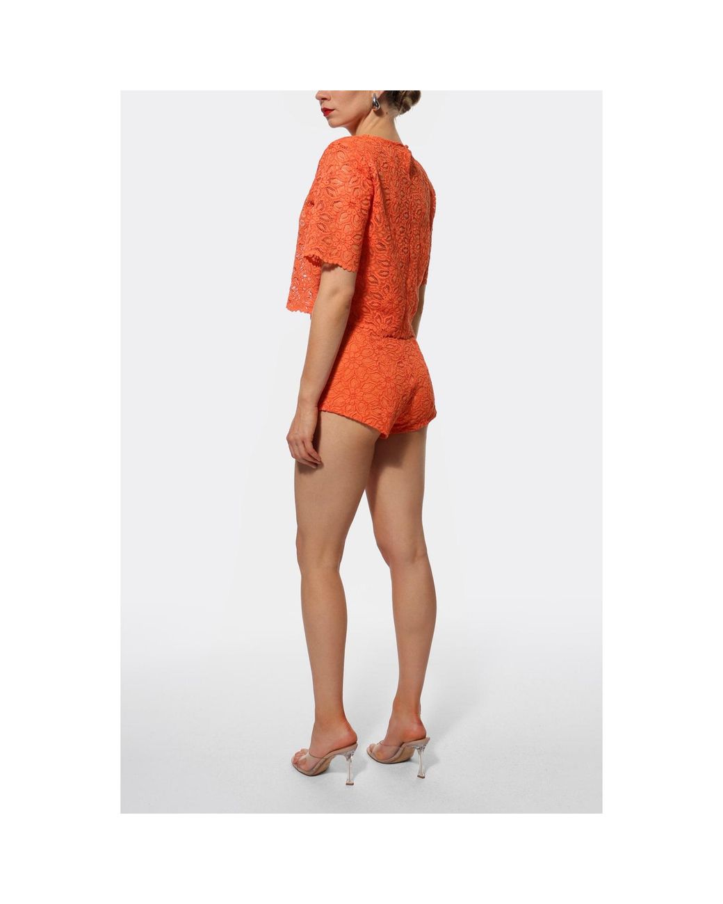 AGGI by HALEWSKI Orange Cori Sun Lace Micro Shorts