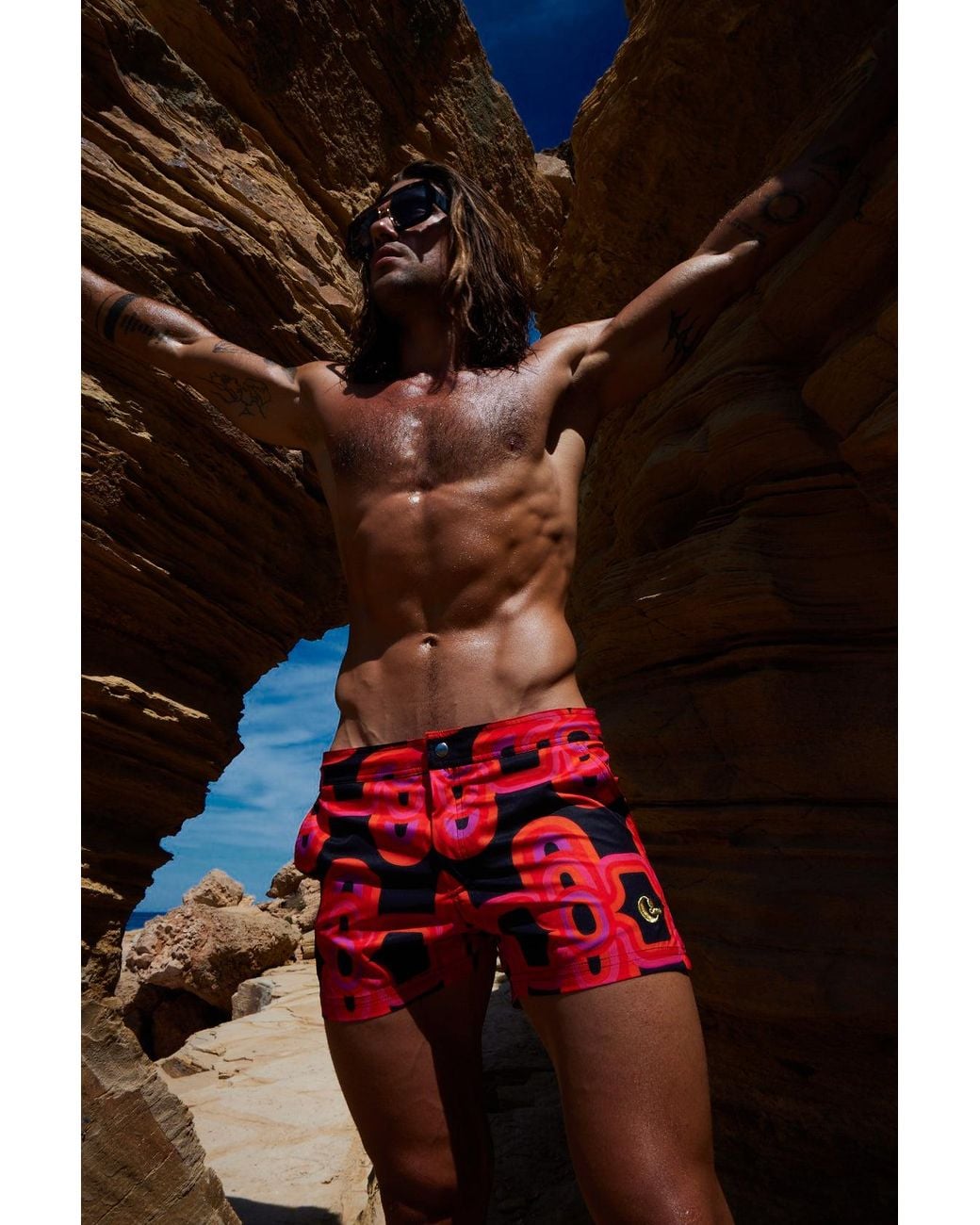 Julia Clancey Red Sunset Rooftop Board Short for men