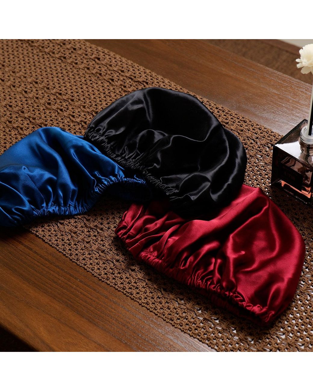 Soft Strokes Silk Red Pure Mulberry Silk Sangria Hair Bonnet