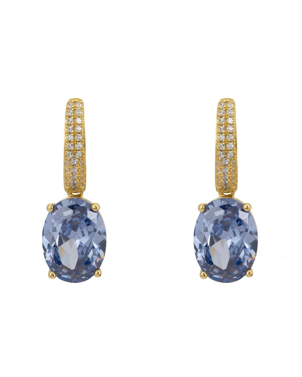 Latelita London Blue Alexandra Oval Drop Earrings Tanzanite