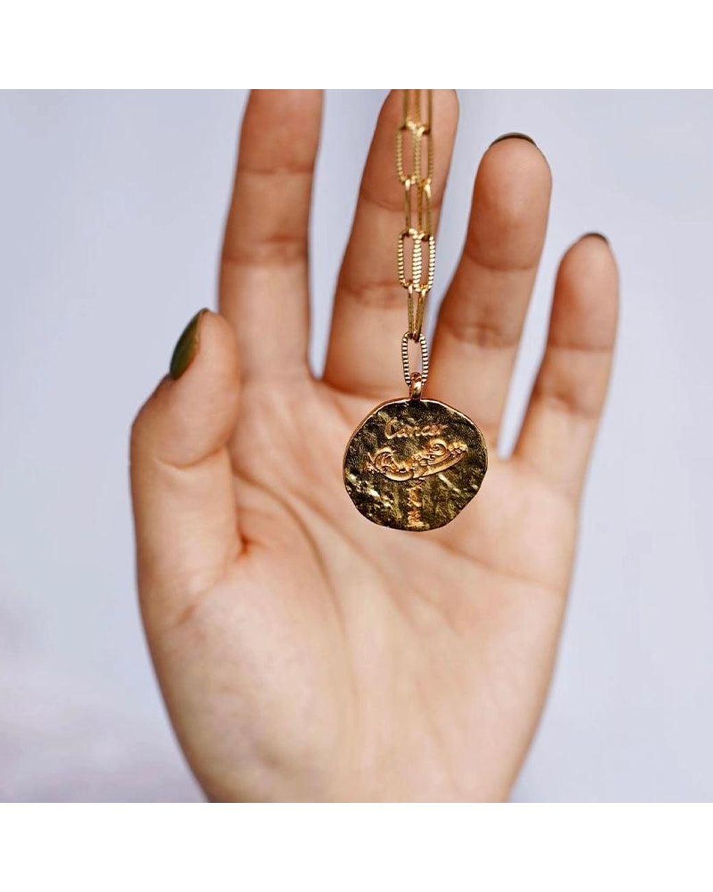 Aurozia Metallic Constellations Cancer Double-Sided Coin Necklace