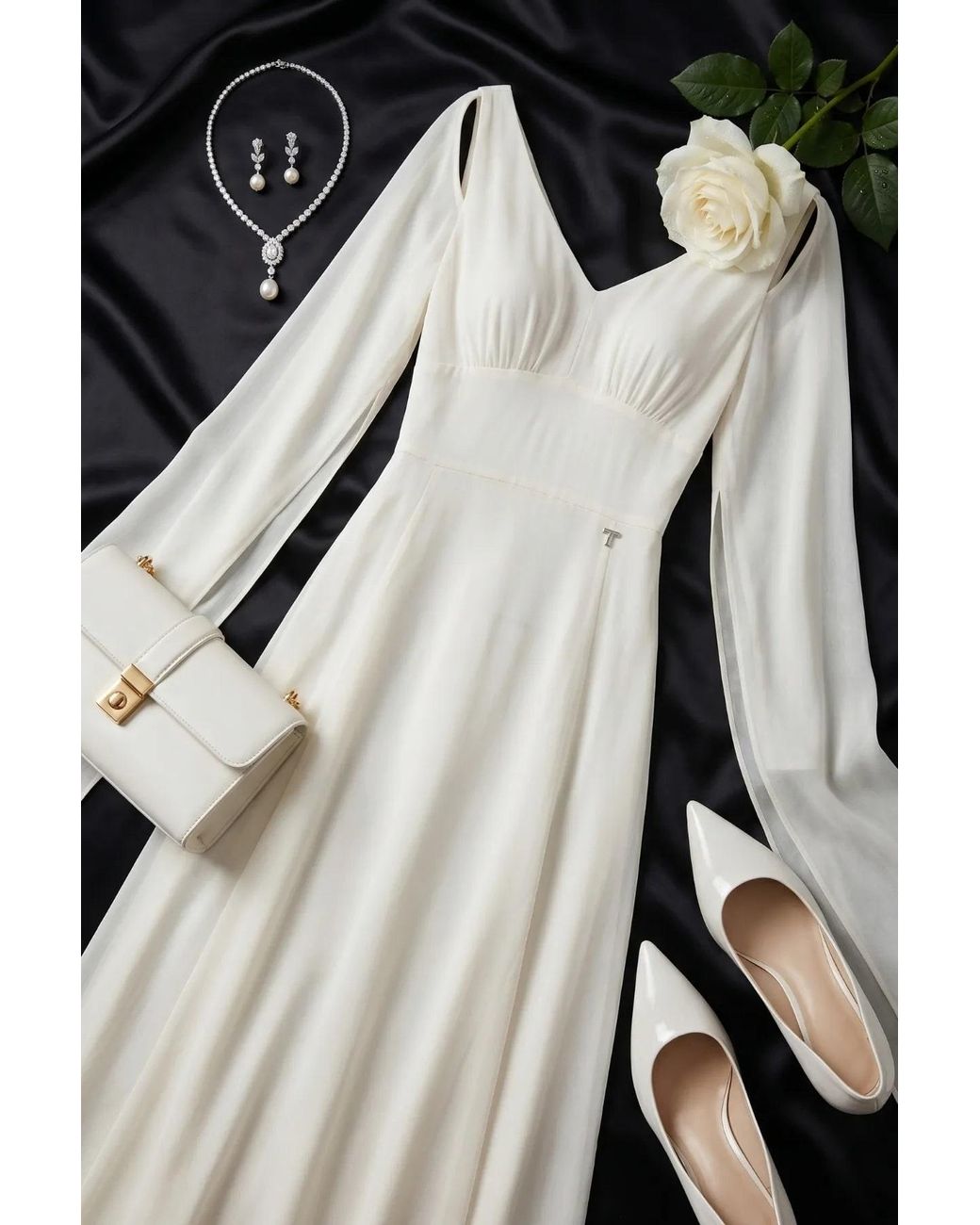 Luna Fashion House White Ivory Maxi Dress, Rebeka