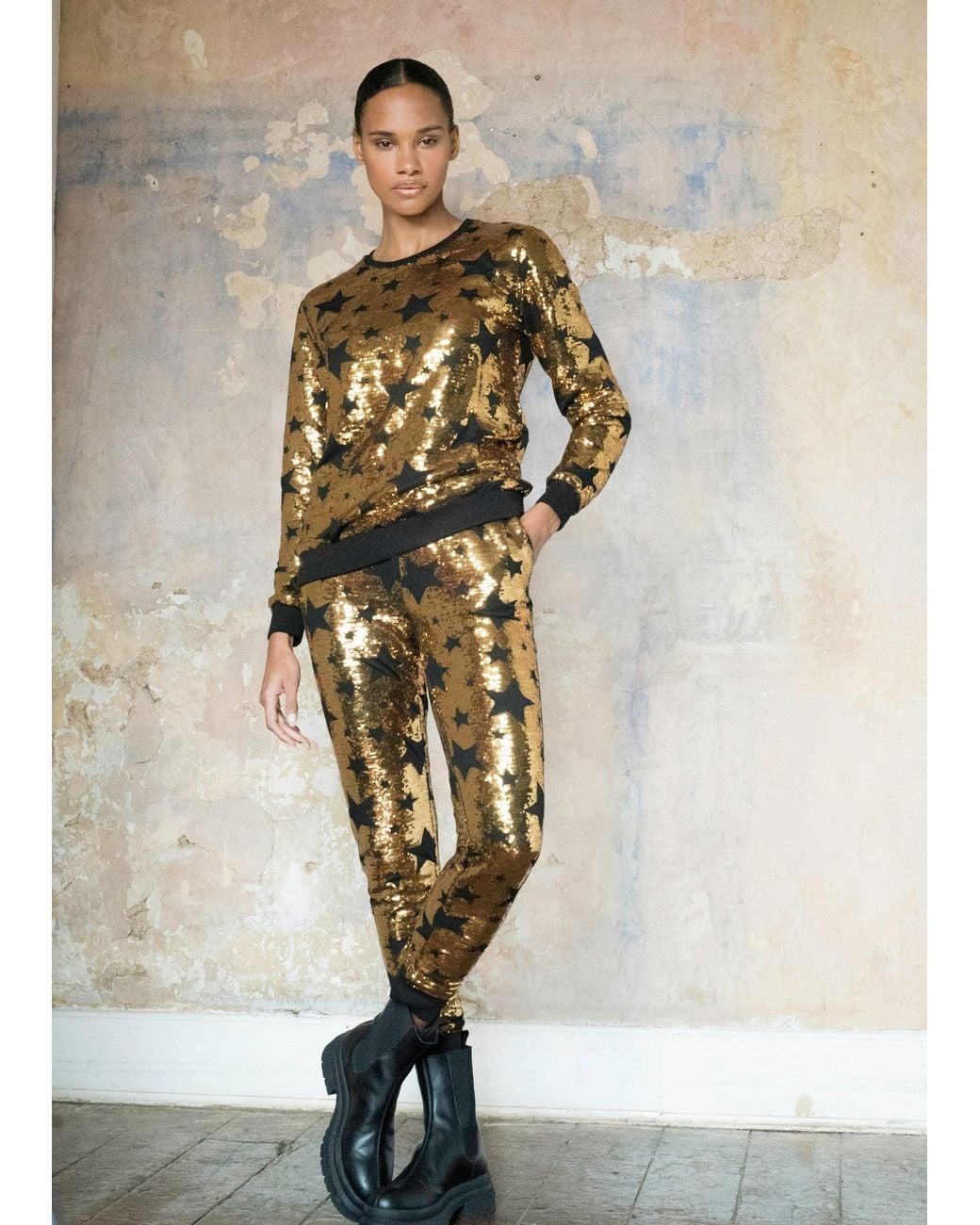 Any Old Iron Black Goldie Sequin Sweatshirt
