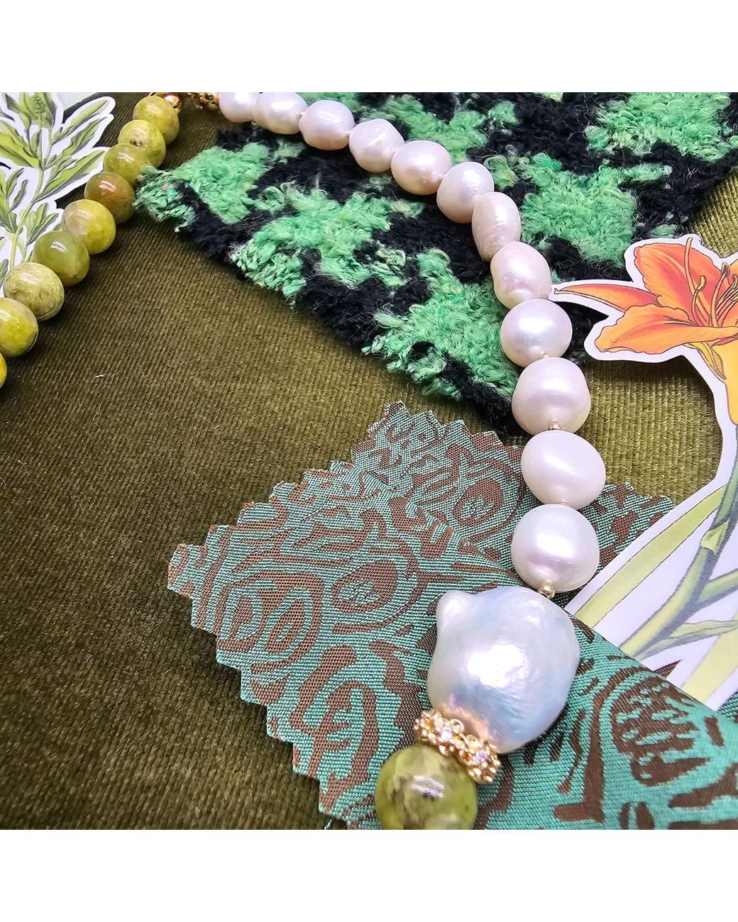 Farra Yellow Opal And Freshwater Baroque Pearl Classic Necklace