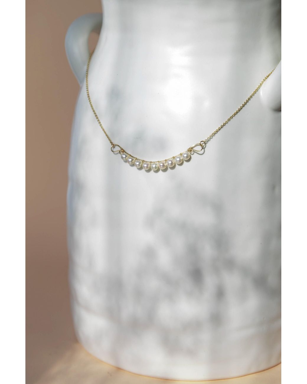 Katy Faye Metallic Ingrid Pearl Necklace