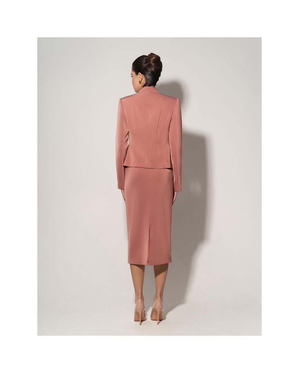 Tia Dorraine Pink Double-Breasted Blazer With Pleated Details