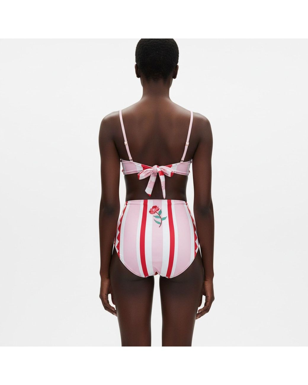 Jessie Zhao New York Red Jungle Rose Reversible Bikini Bottom