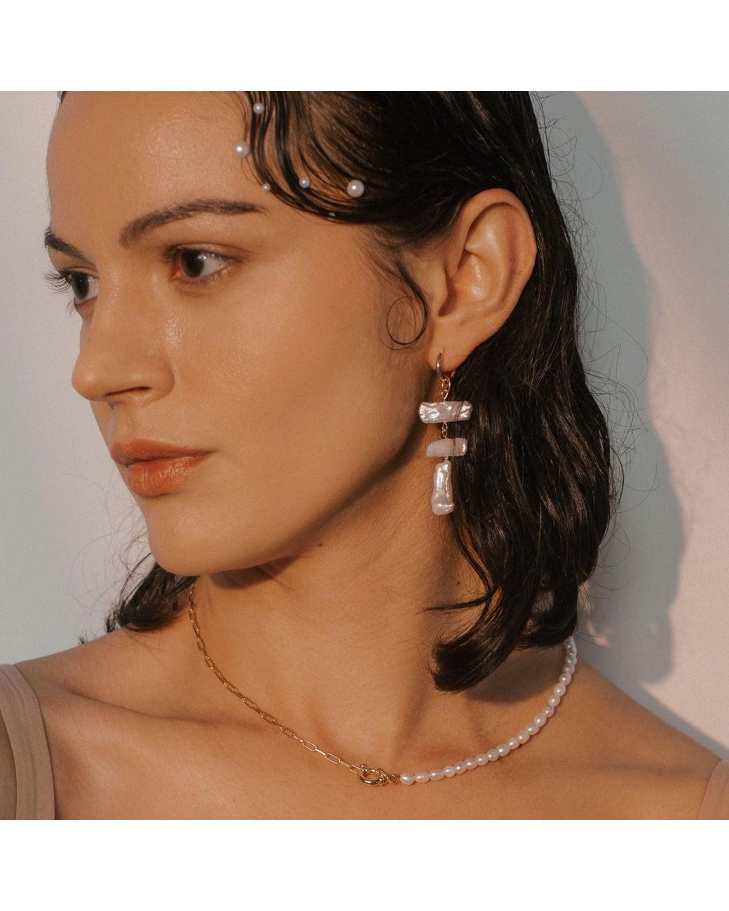 Lait & Lune Metallic Toccata Pearl Earrings
