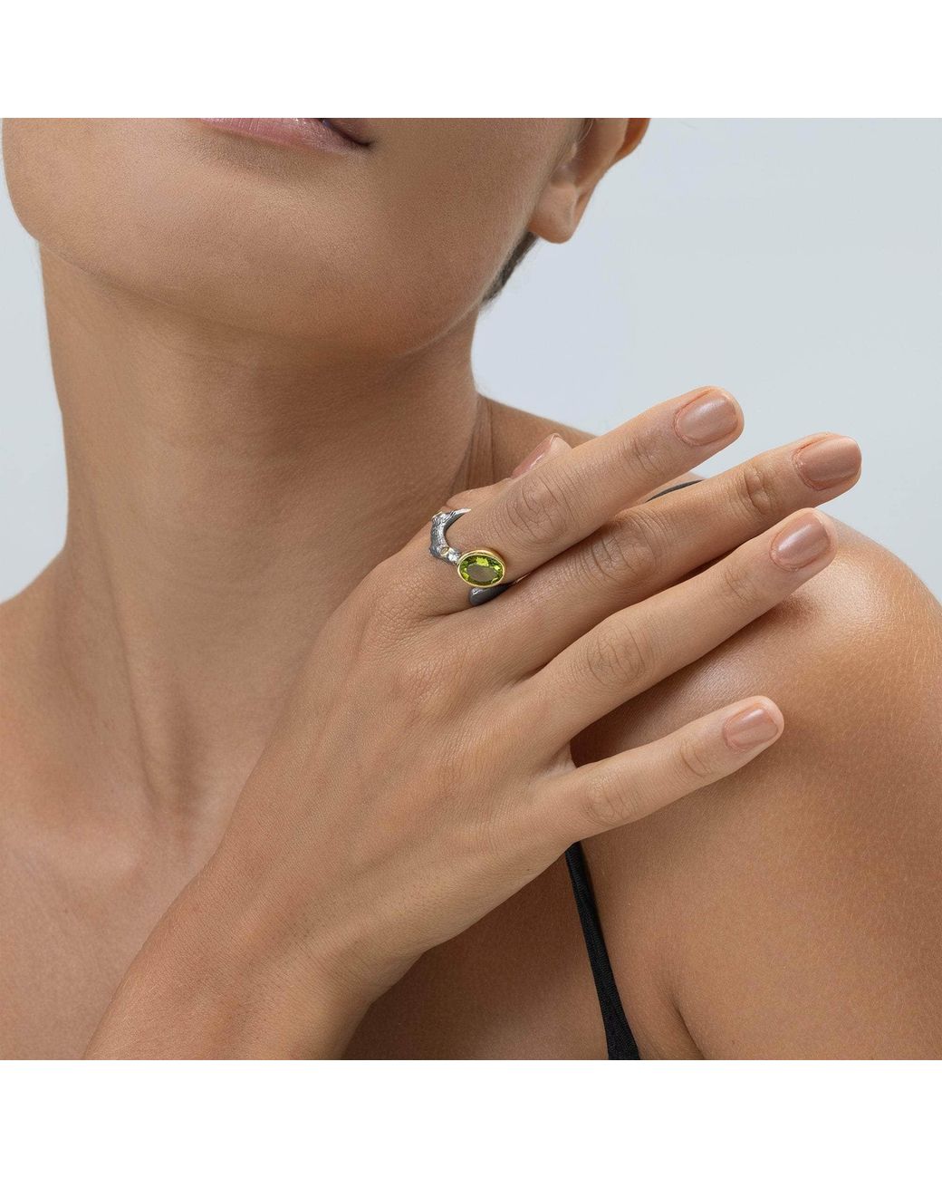 German Kabirski Green Luonto Open Band Ring With Peridot