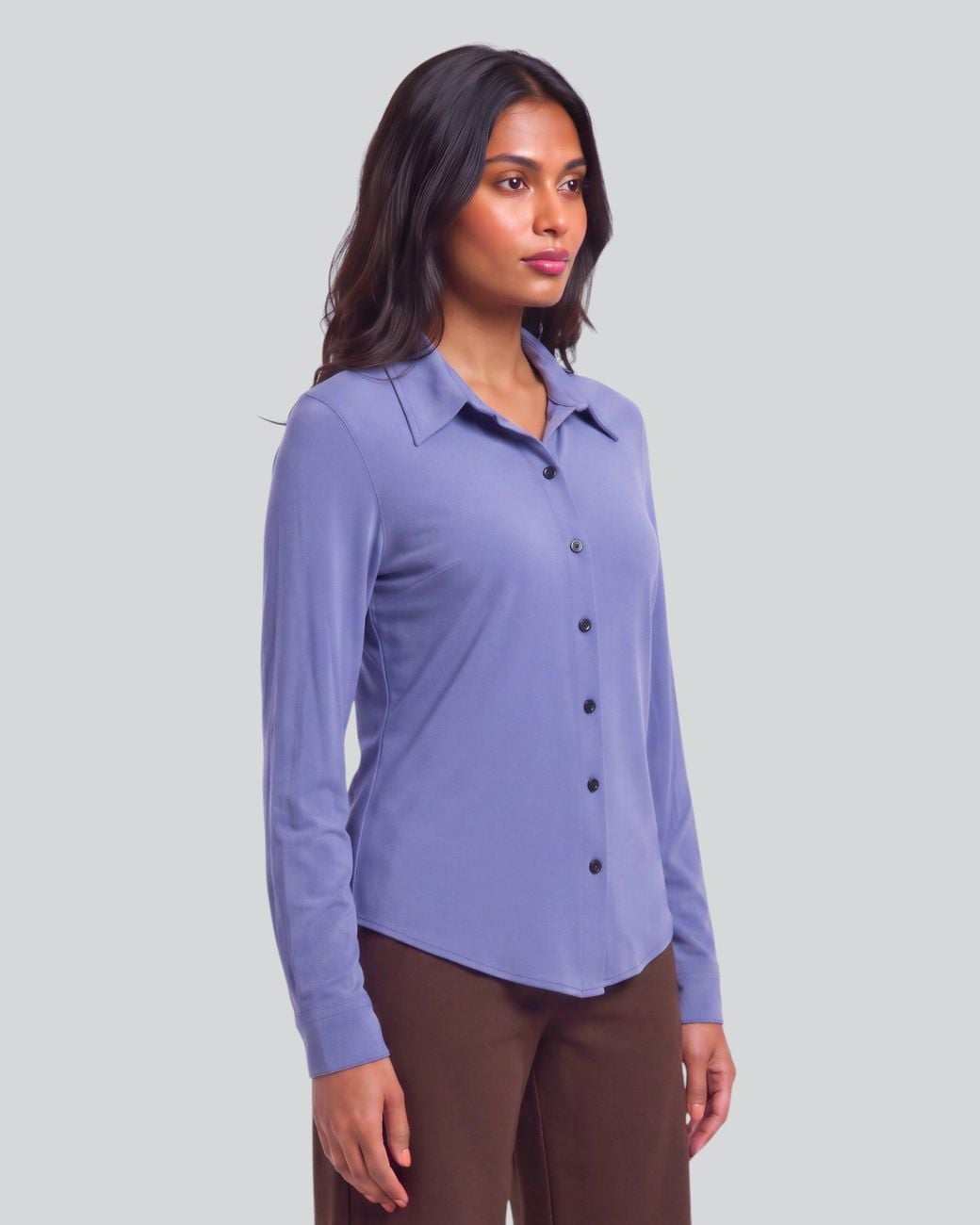 Lords of Harlech Blue Stephanie Dawn Lyocell Stretch Long-Sleeve Shirt