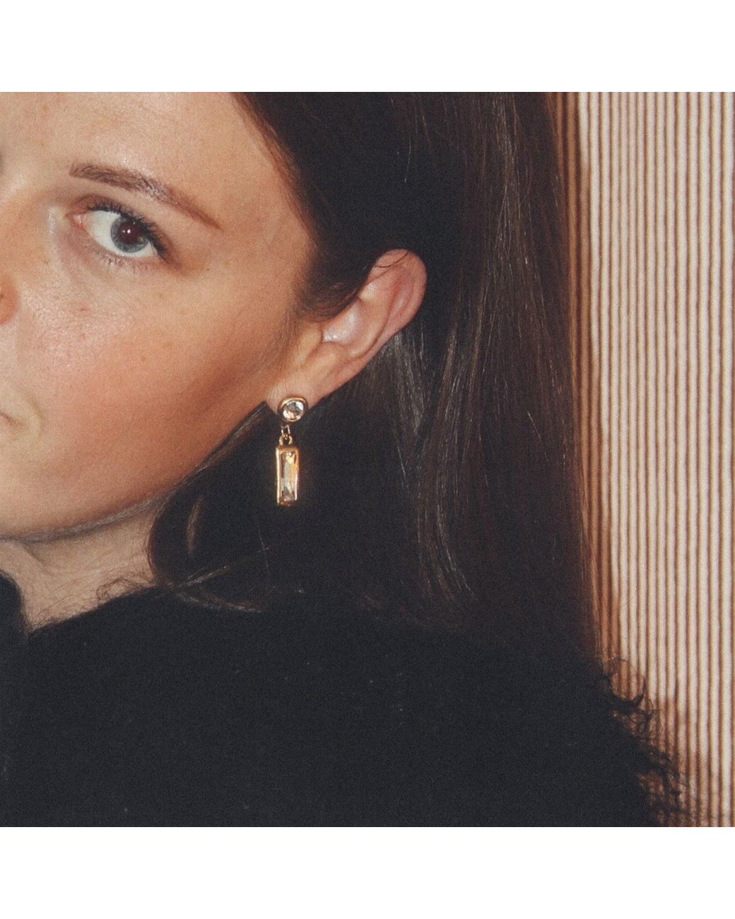 Sccollection Metallic Daisy Rhinestone Earrings