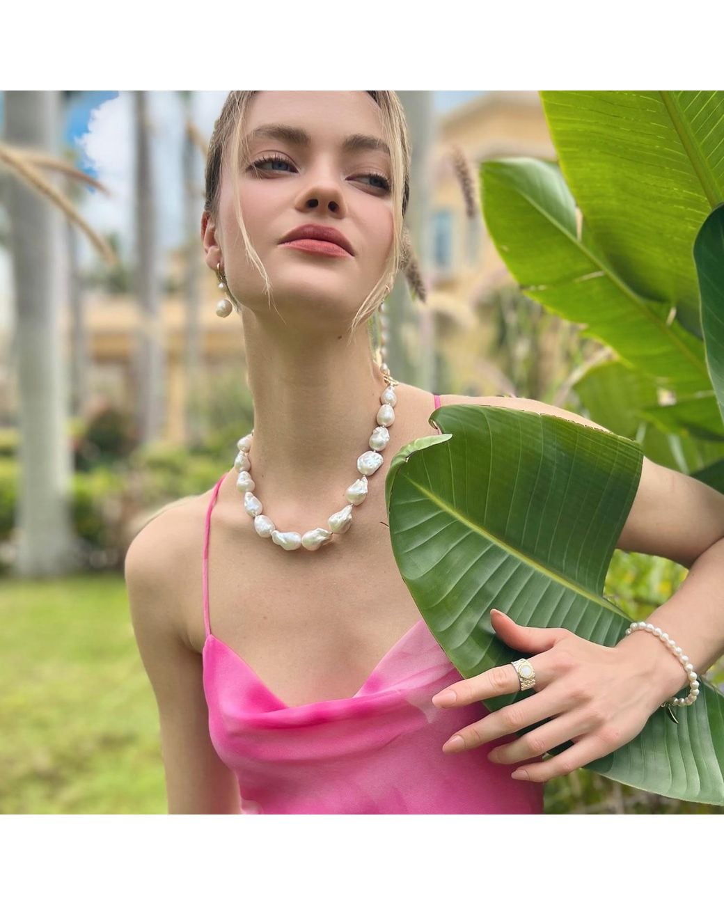 Farra Metallic Baroque Pearls With Chain Chunky Necklace