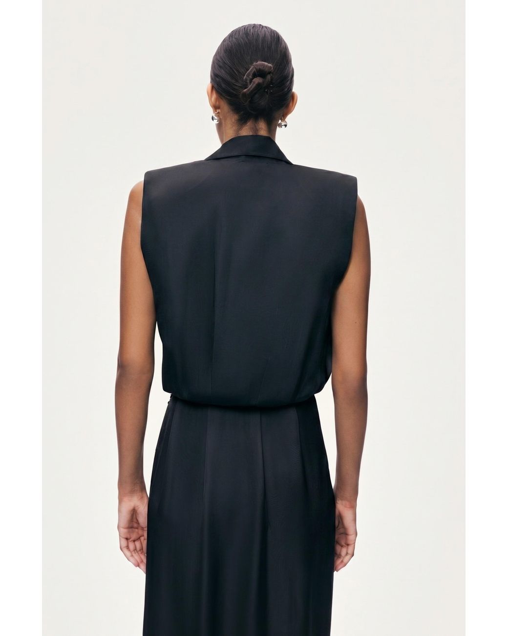 Nocturne Black Embellished Belt-Detail Maxi Dress