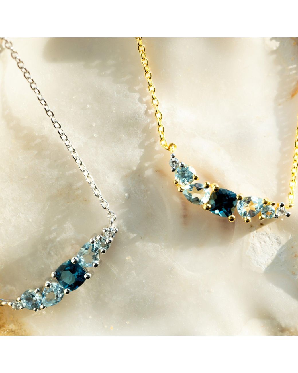 Dainty London Metallic Elegant Topaz Cluster Necklace