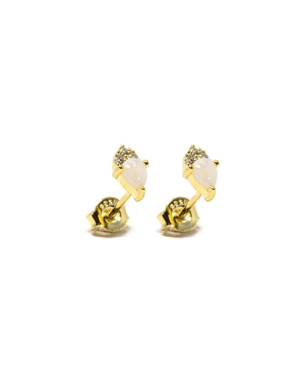 NASI SILVER Metallic Pear Atarah Studs- Opal & Topaz