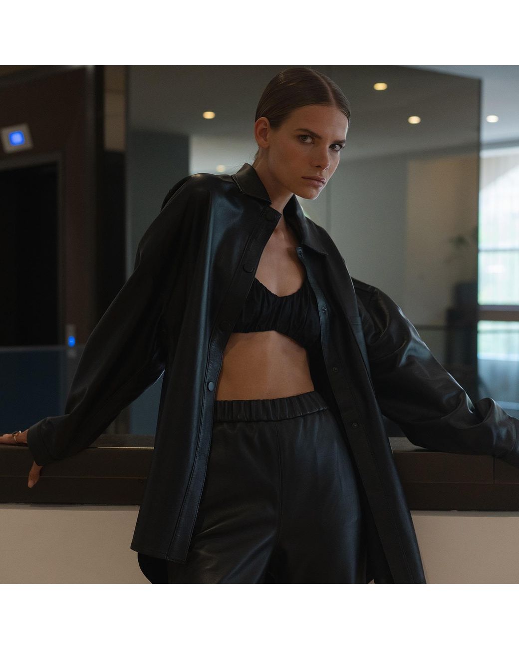 Audrey Vallens Blue Phoenix Leather Pants