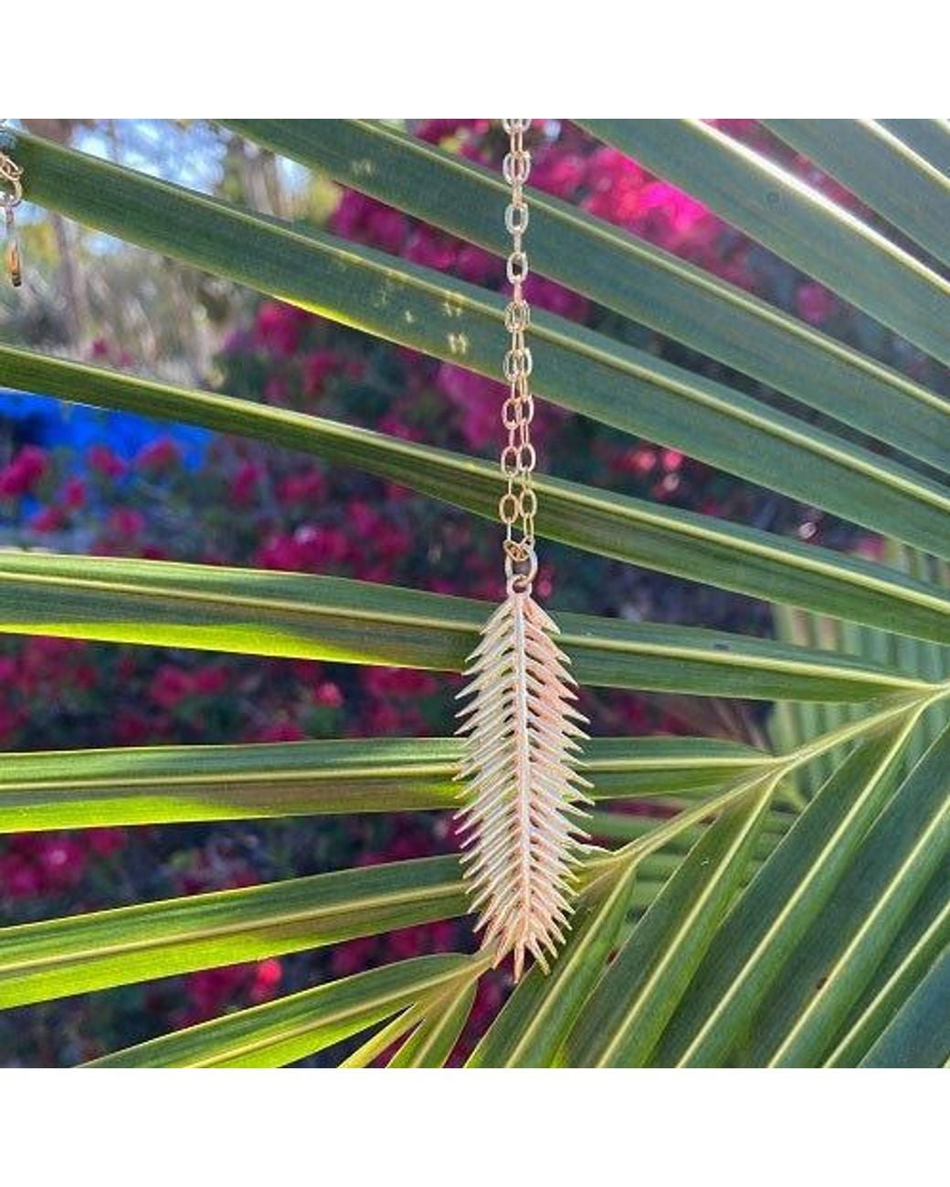 Lexi Jewelry Metallic Golden Palmera Long Necklace