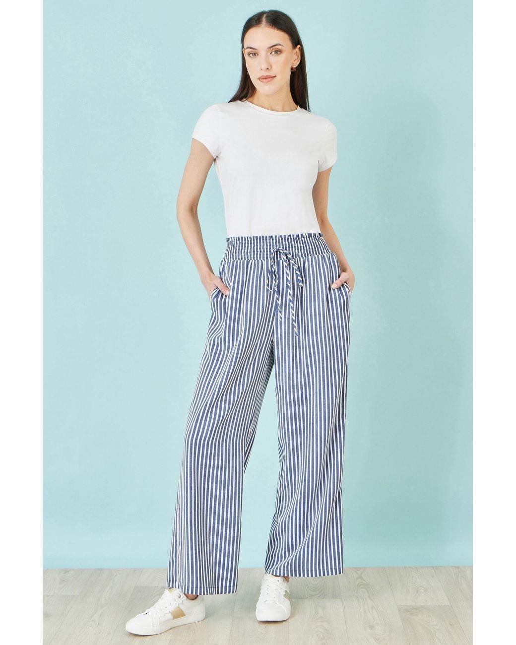 Yumi' Blue Stripe Relaxed Trousers