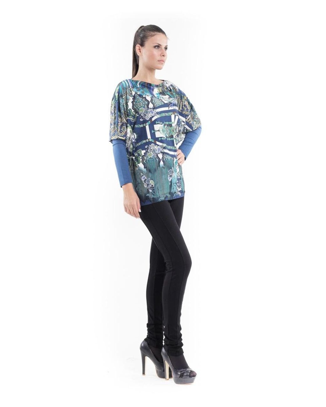 Conquista Blue Floaty Print Top