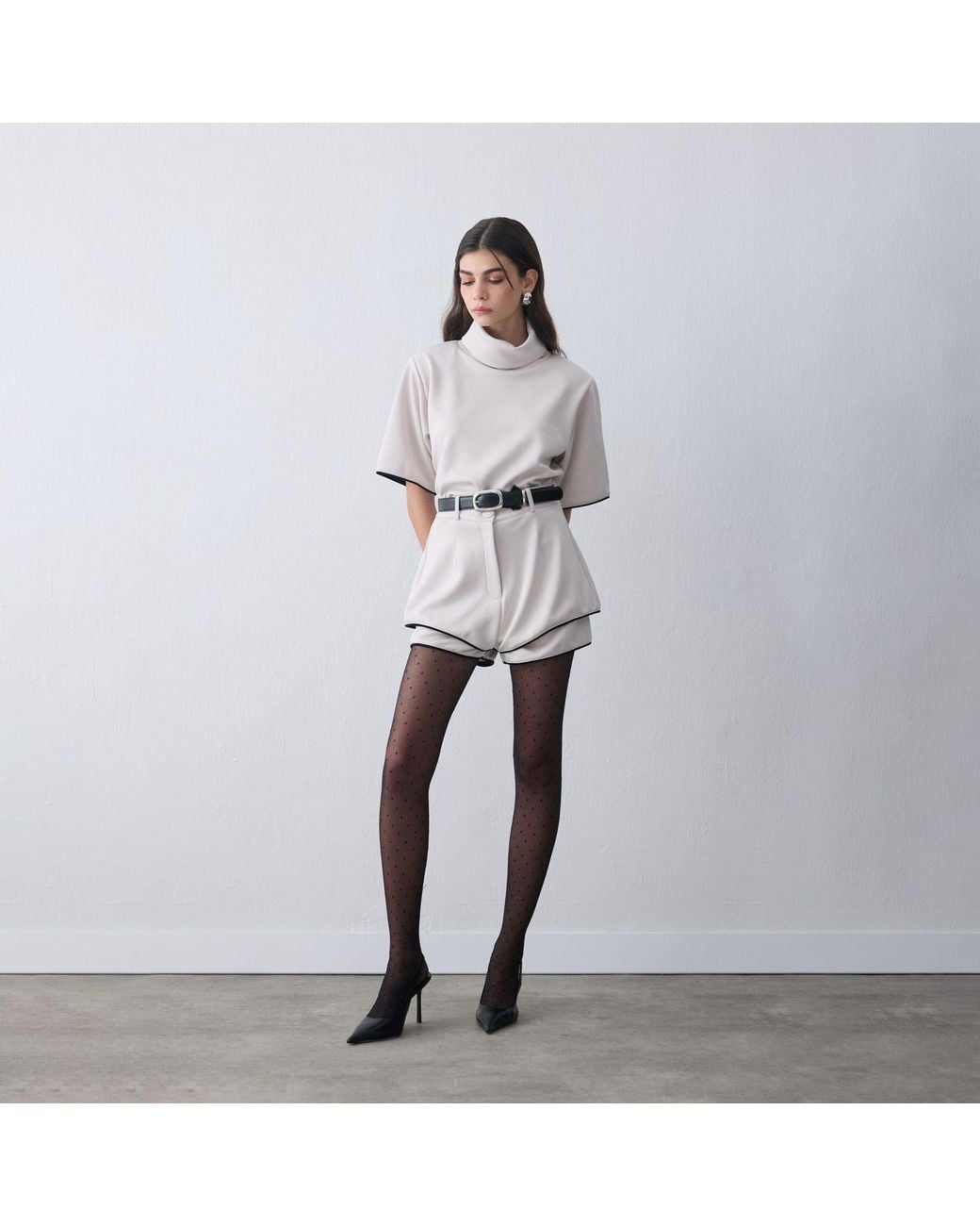 Thisisu Collection Gray Mira Layered High-Waisted Shorts