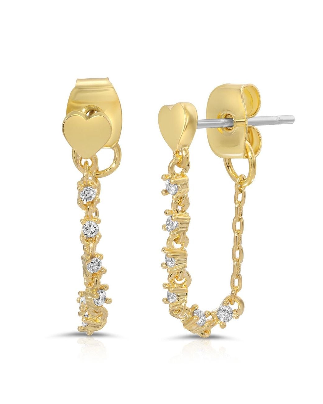 Native Gem Metallic Heart Throb Ear Chain Earrings