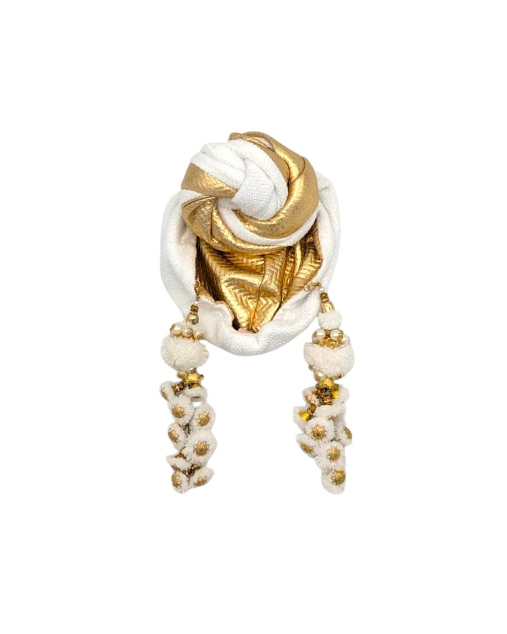 Julia Clancey Metallic Zia Golden Ivory Mestiza Reversible Turban