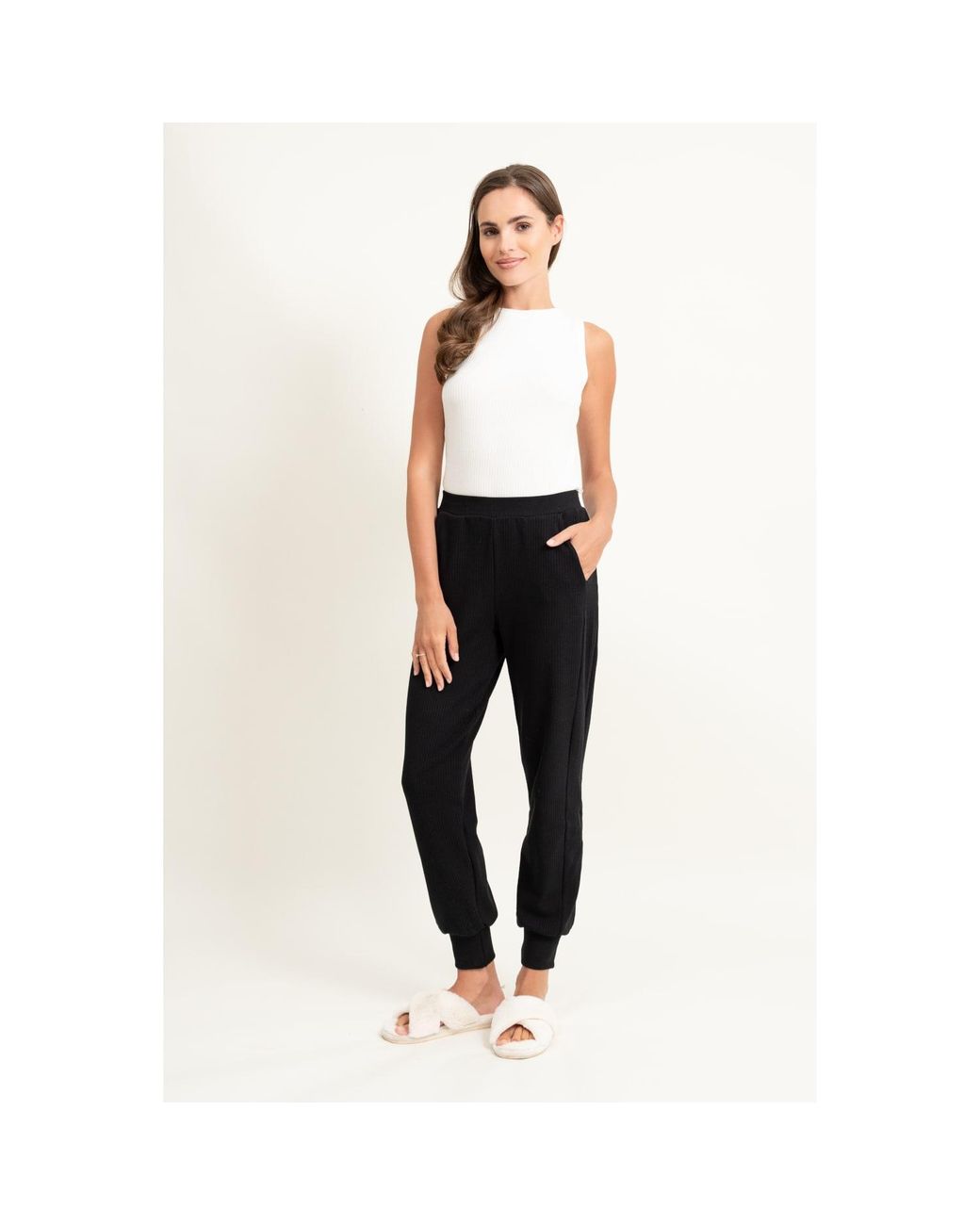 Oh!Zuza Black Cotton Ribbed Sweatpants