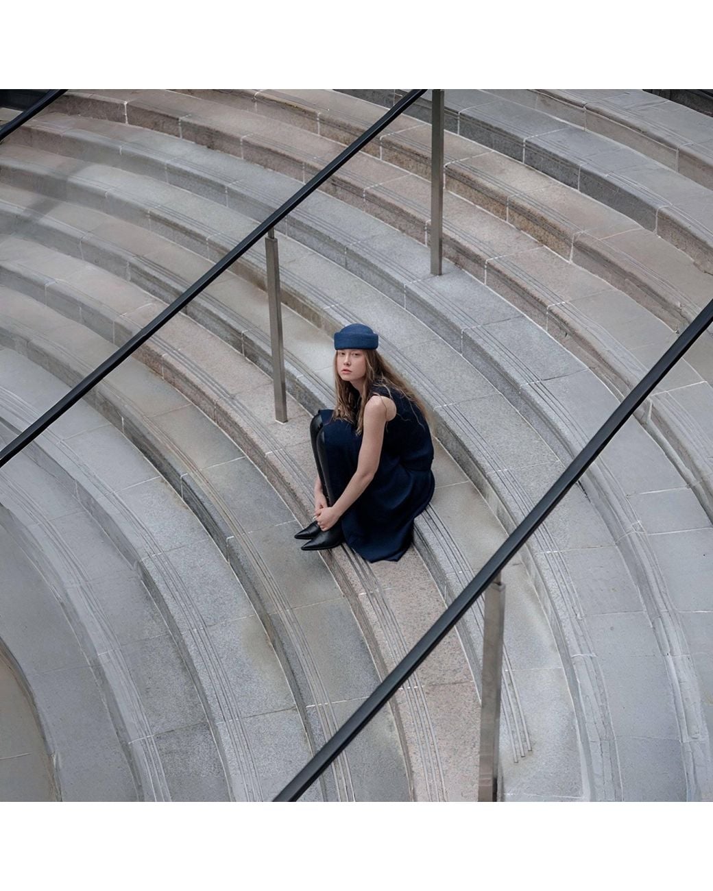 London Atelier Byproduct Blue Straw Pillbox Hat