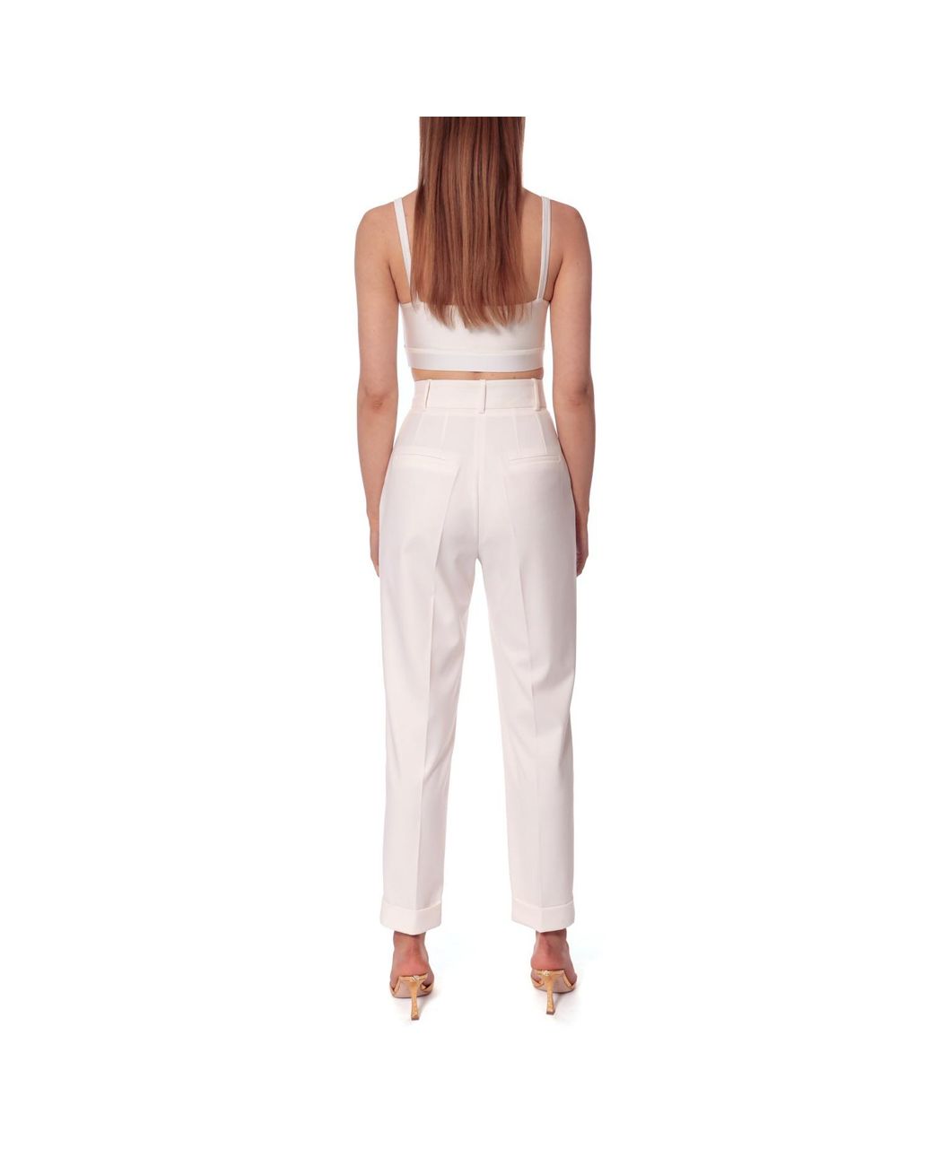 AGGI by HALEWSKI White Kelly Aesthetic Tailored Trousers With Cuffs