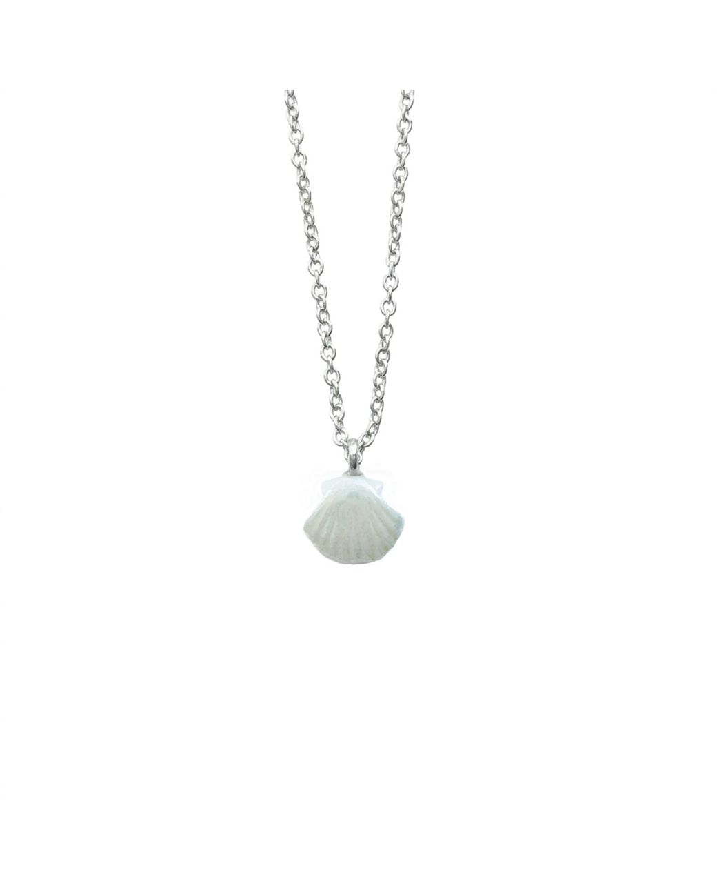 POPORCELAIN Metallic Mini Porcelain Seashell Necklace, Tone
