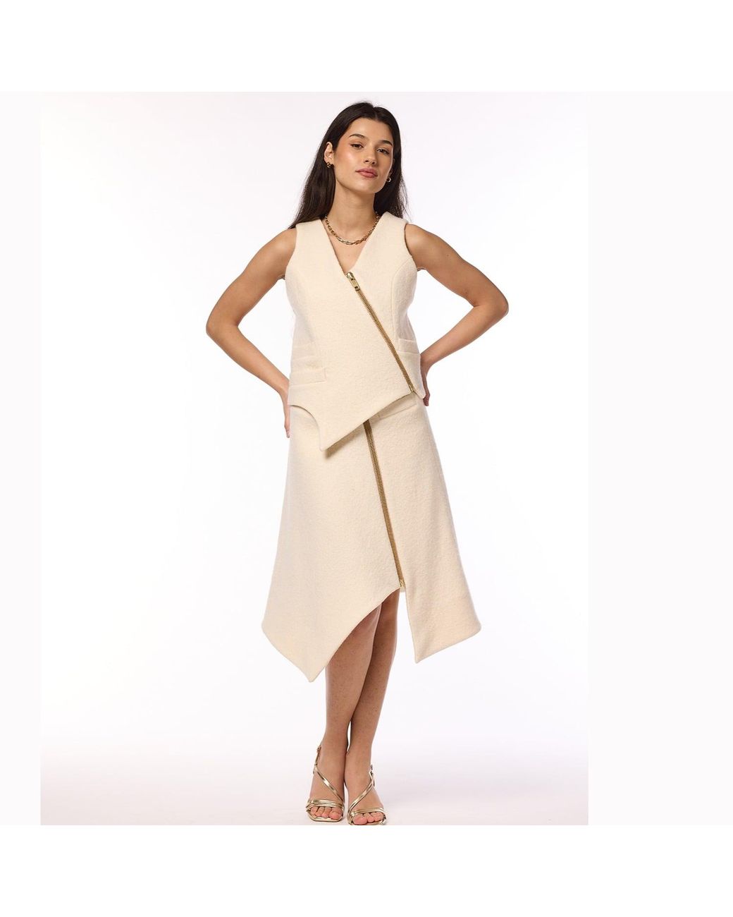 F.j.k by Farah Kadhimi Natural Emily The Ivory High Waisted Flirty Skirt