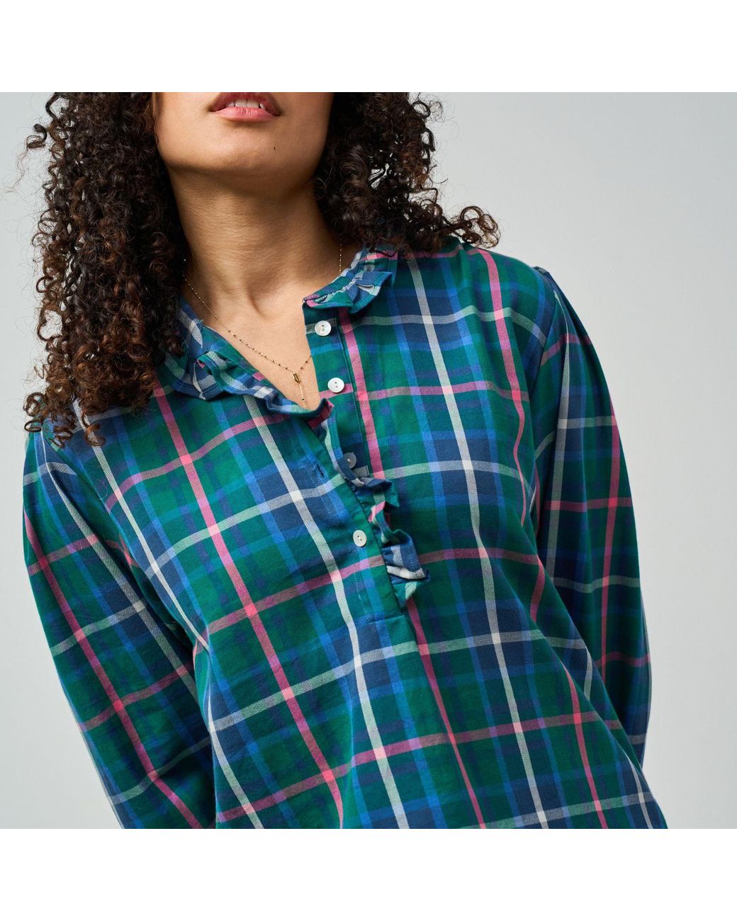 Luella Fashion Green Beauly Cotton Blouse & Plaid