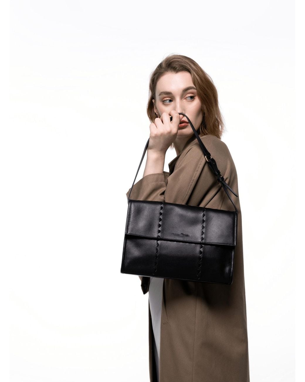 Orange Cube Gray Mosaic Messenger Bag