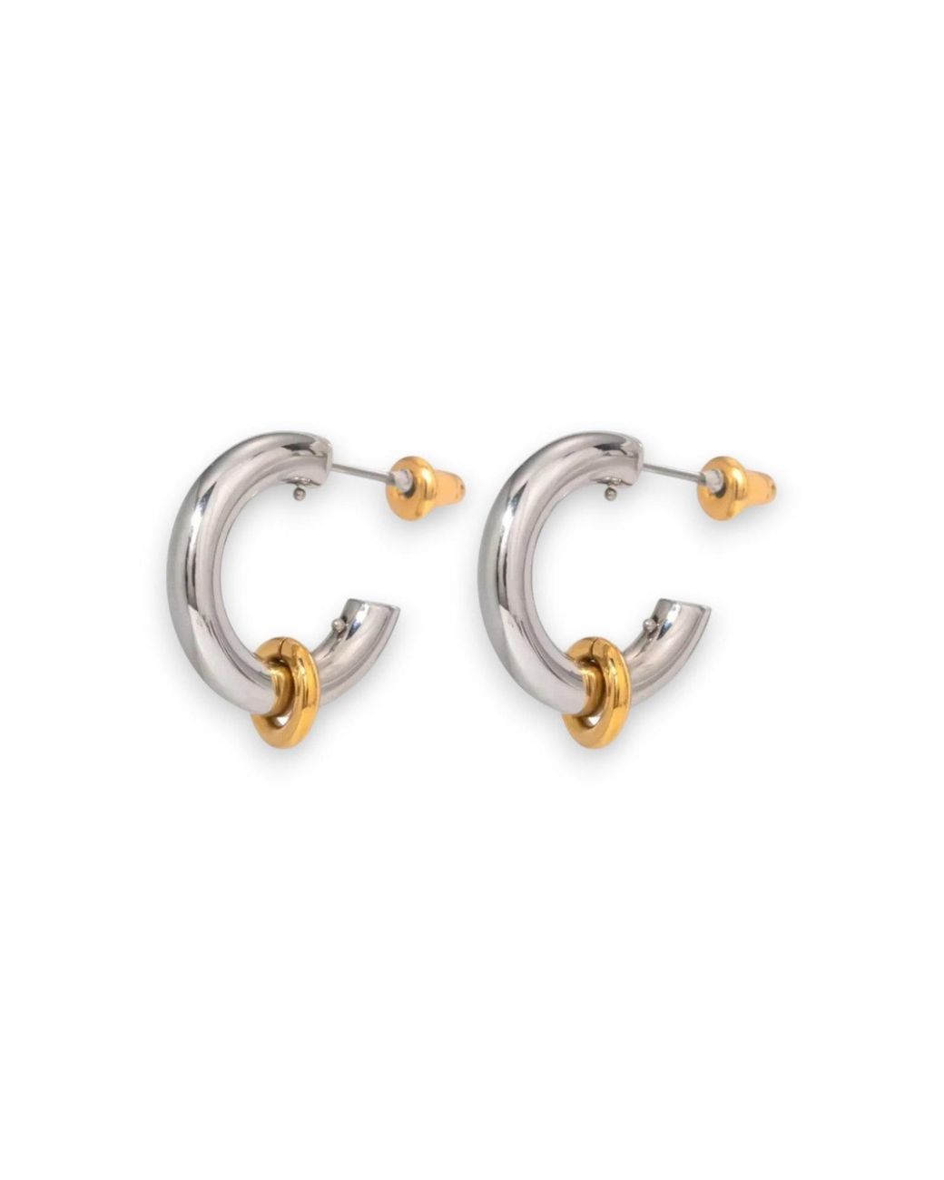 Kybele Studio White Mini Dual Tone Hoops