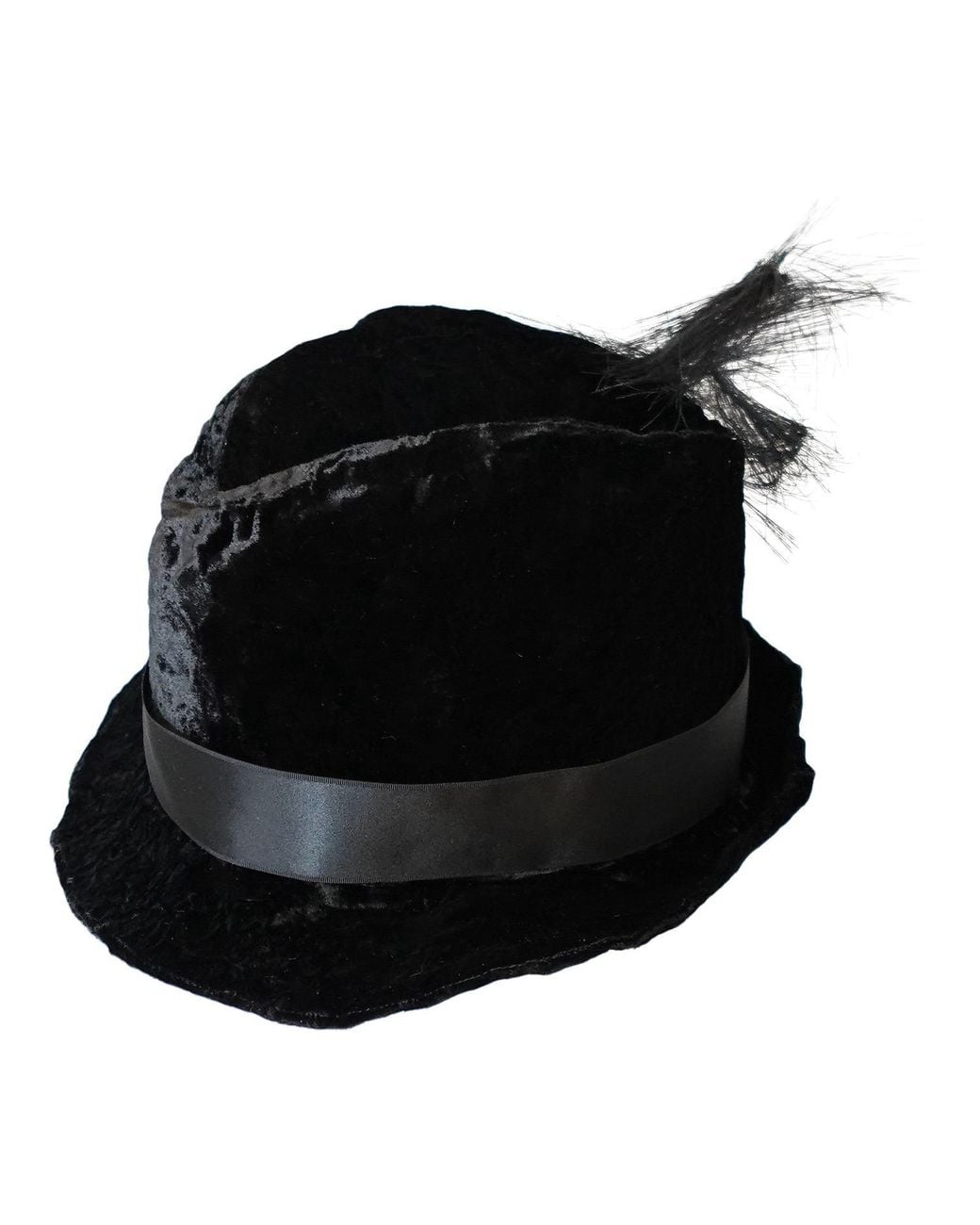 Romer Millinery Black Morphy Moldable Trilby Velvet With Faux Feather Clip
