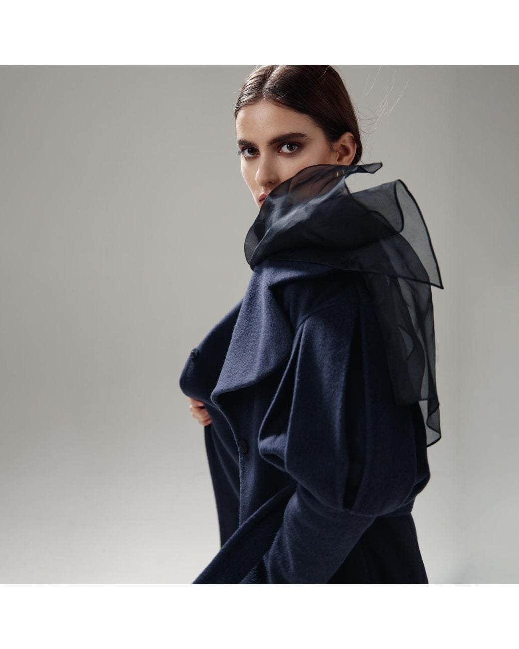 Lita Couture Blue Statement Trench Coat