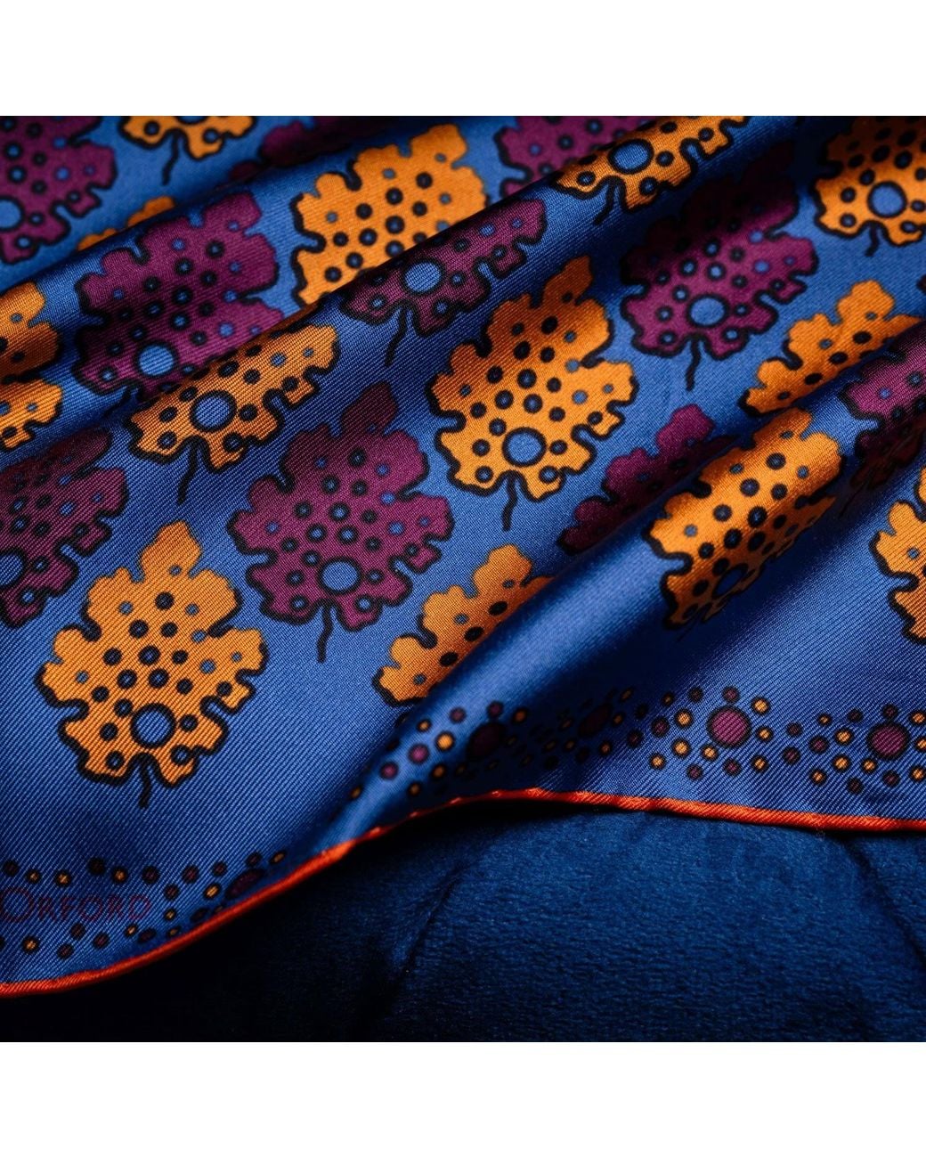 Otway & Orford Blue 'Motif' Geometric Silk Pocket Square for men