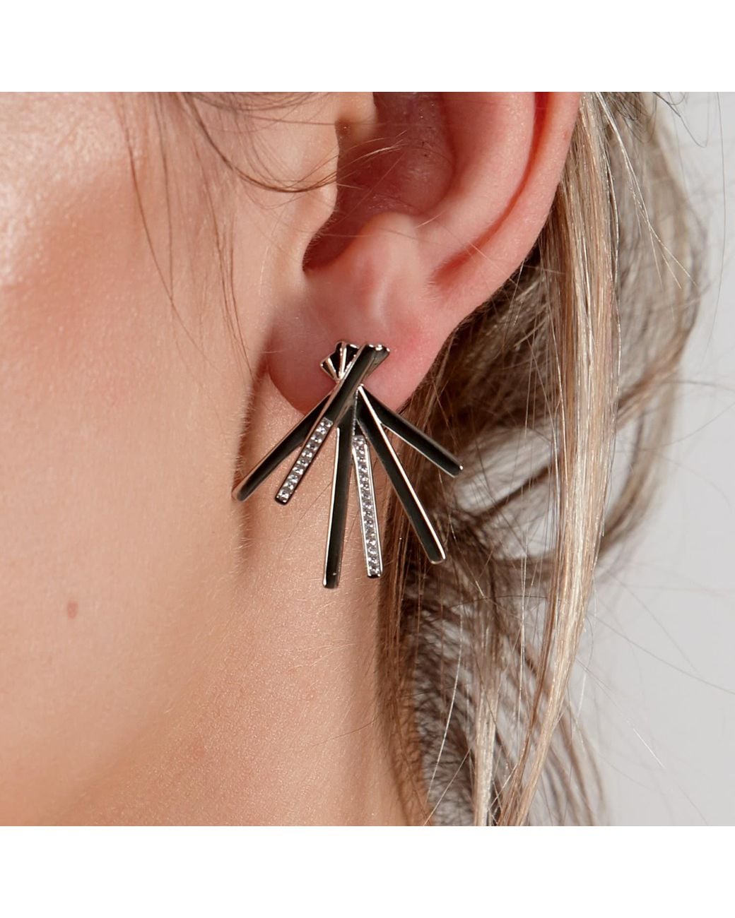 Lucy Quartermaine Metallic Solid Sterling Fan Key Studs