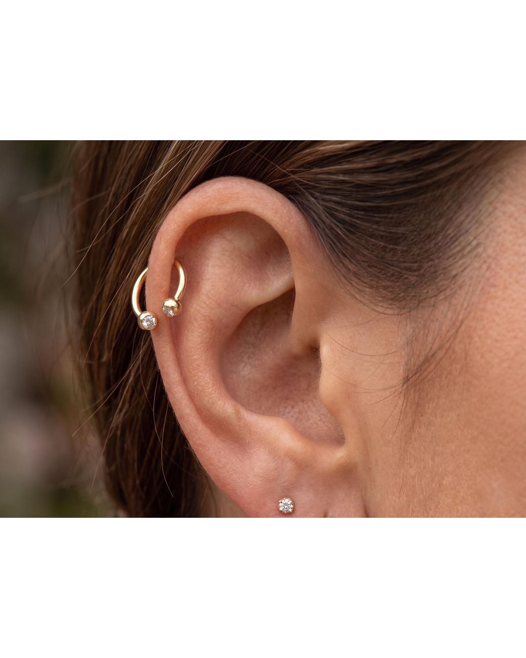 Zahav Jewelry Black 10K Solid 16G 10Mm Round Cz Horseshoe Barbell